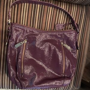 Cole Haan Raspberry Patent Leather Hobo Hand Bag
